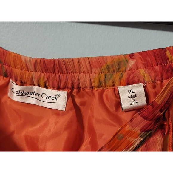 Coldwater Creek Knee Length Floral Flutter Skirt. Size Large. Coral, Pink, Orang - Picture 2 of 9